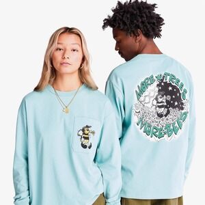 Bee Line x Timberland Mavi Long Sleeve Graphic Bee T-shirt Unisex Size Small